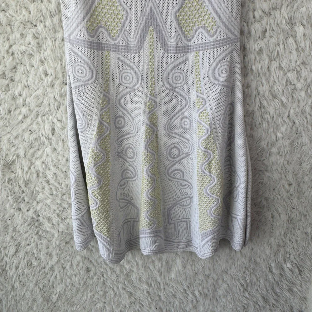 Peter Pilotto Knit Fit and Flare‎ Dress L White Geometric Designer Sleeveless